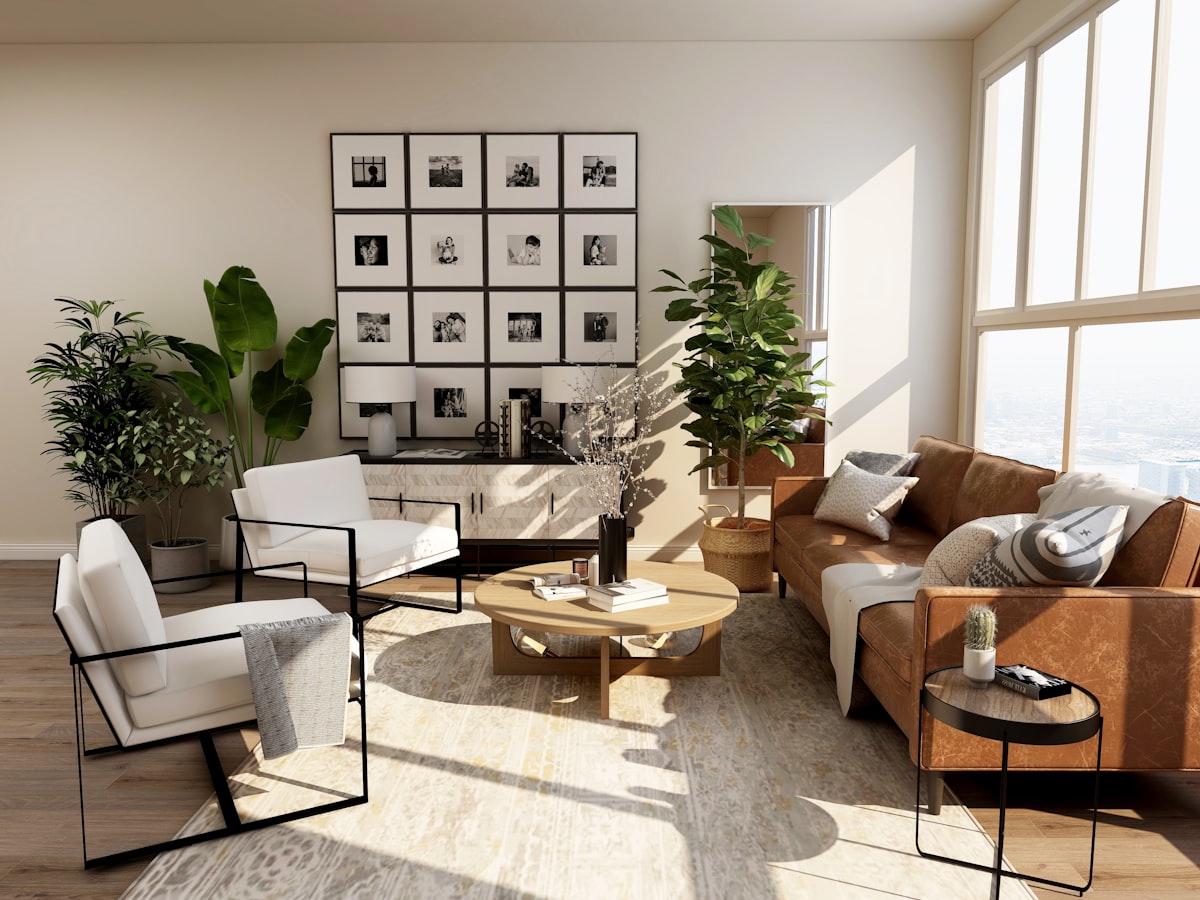 Virtually staged living room by Cade Studio